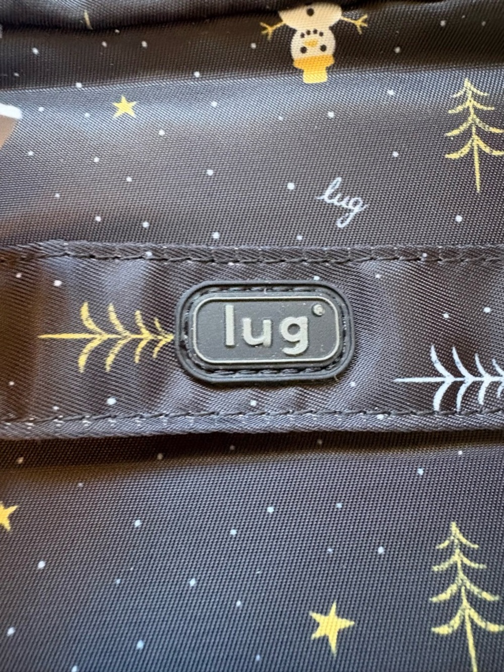 Lug Box Top Cosmetic Case Bag – Snowman Trees (Black Gold White Holiday Winter) - Picture 3 of 16